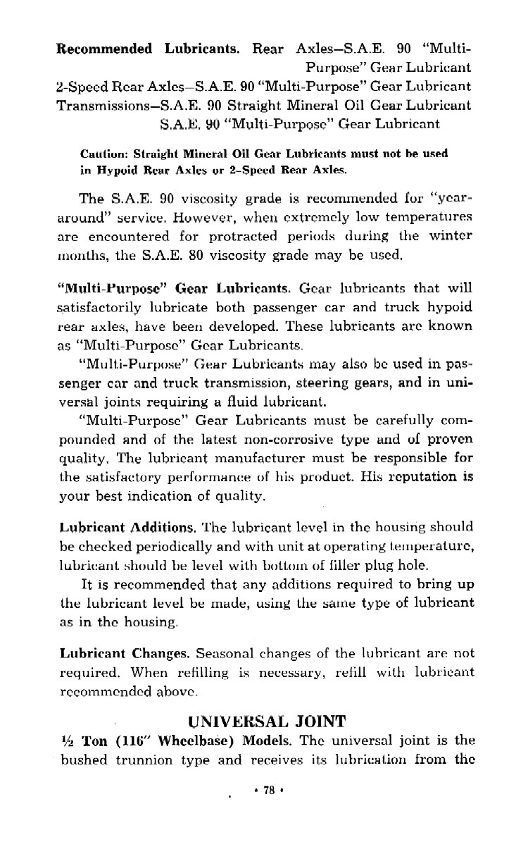 1952 Chevrolet Trucks Operators Manual Page 71